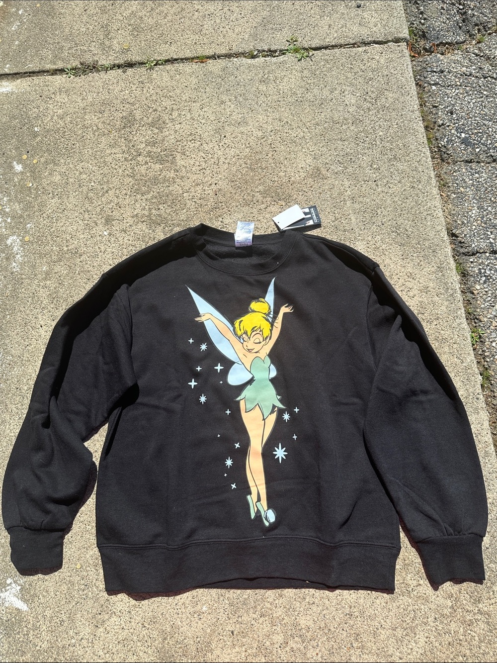Tinker Bell Black Graphic Sweatshirt - Fairy Print size med new with tags